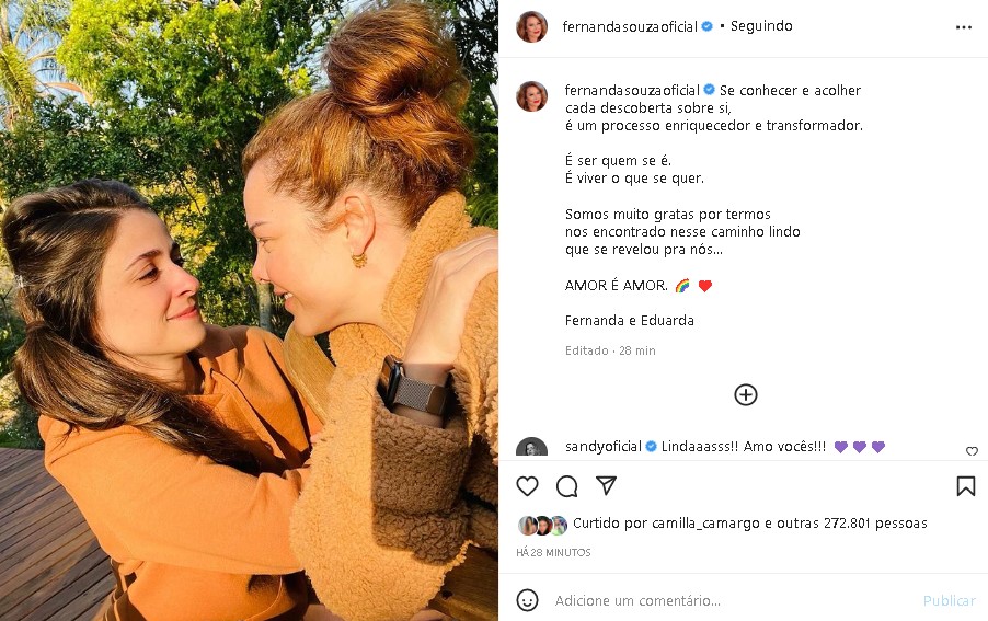 Fernanda Souza confirmou namoro com uma mulher (Foto: Reprodução/ Instagram)