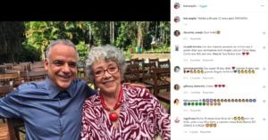 Angela Leal e Ângelo Antônio interpretaram Maria Bruaca e Alcides na 1ª versão de 'Pantanal' e se reencontraram (Foto: Reprodução / Instagram)