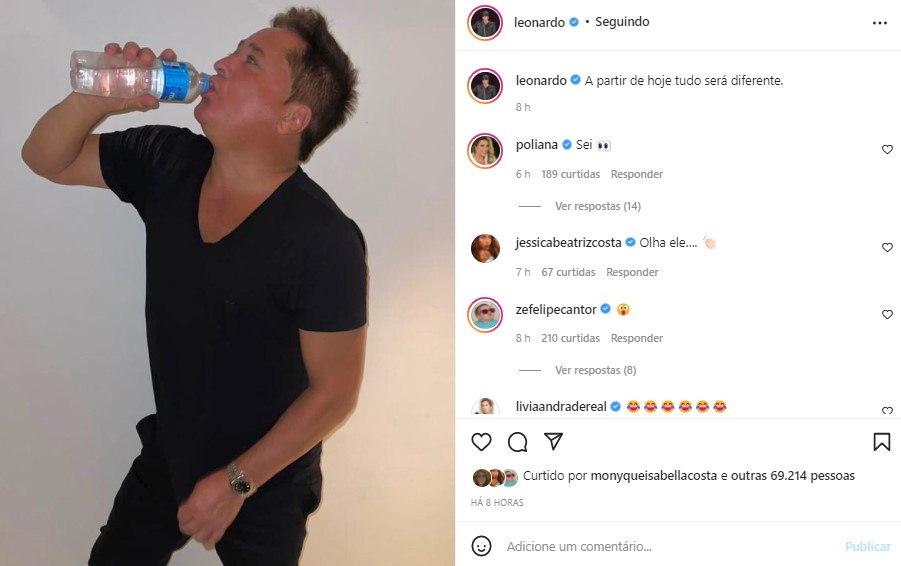 Leonardo voltou a surpreender ao dizer que não ia mais beber (Foto: Reprodução)