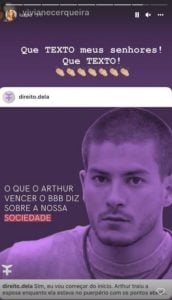 Perfil do Instagram detonando Arthur Aguiar do BBB22 é compartilhado por Luana Piovani (Foto: Reprodução / Instagram)