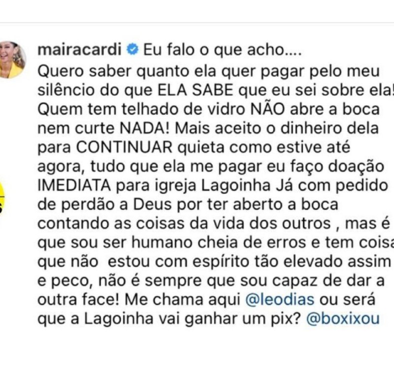 Maíra Cardi decidiu expor Bruna Marquezine (Foto: Reprodução)