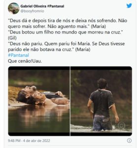  Sequência dramática forte de Maria Marruá, emocionou o público de "Pantanal" (Foto: Reprodução / Twitter)