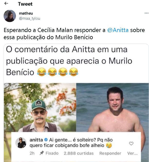 Murilo Benício chamou atenção de Anitta nas redes sociais (Foto: Reprodução)