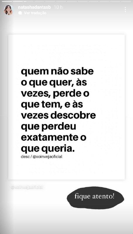 Natasha Dantas, esposa de William Bonner, fez longo desabafo (Foto: Reprodução/ Instagram)