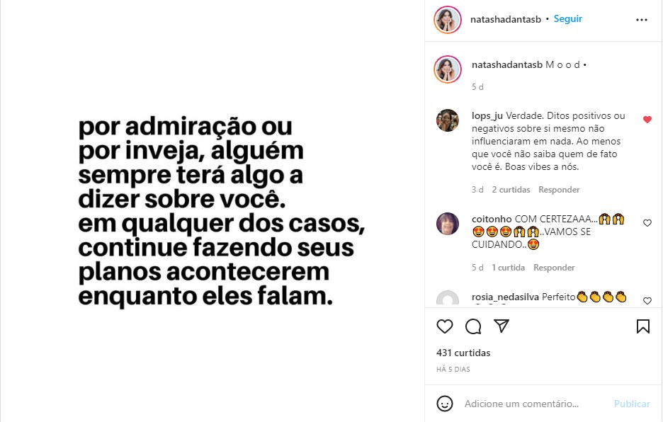 Natasha Dantas, esposa de Bonner, expõe verdade na lata - Foto: Reprodução