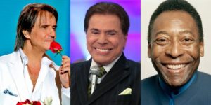 Roberto Carlos, Silvio Santos e Pelé foram alvo de previsões (Montagem: TV Foco)