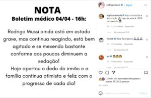  Familiar apontou evolução no estado de saúde do ex-BBB22, Rodrigo Mussi (Foto: Reprodução / Instagram)