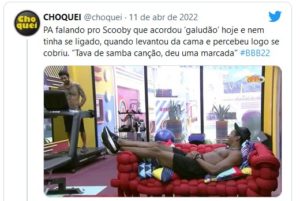 Paulo André acordou excitado e comentou com Scooby no BBB22 (Foto: Reprodução / Twitter)