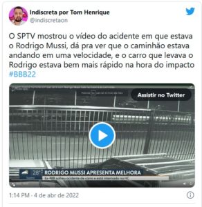 Vídeo mostra o momento exato do acidente de Rodrigo Mussi, ex-BBB22 (Foto: Reprodução / Twitter)