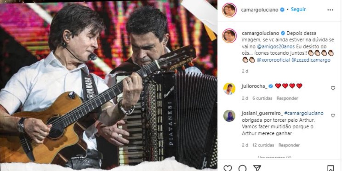 Luciano Camargo publicou foto de Xororó e Zezé juntos (Foto: Reprodução/Instagram)