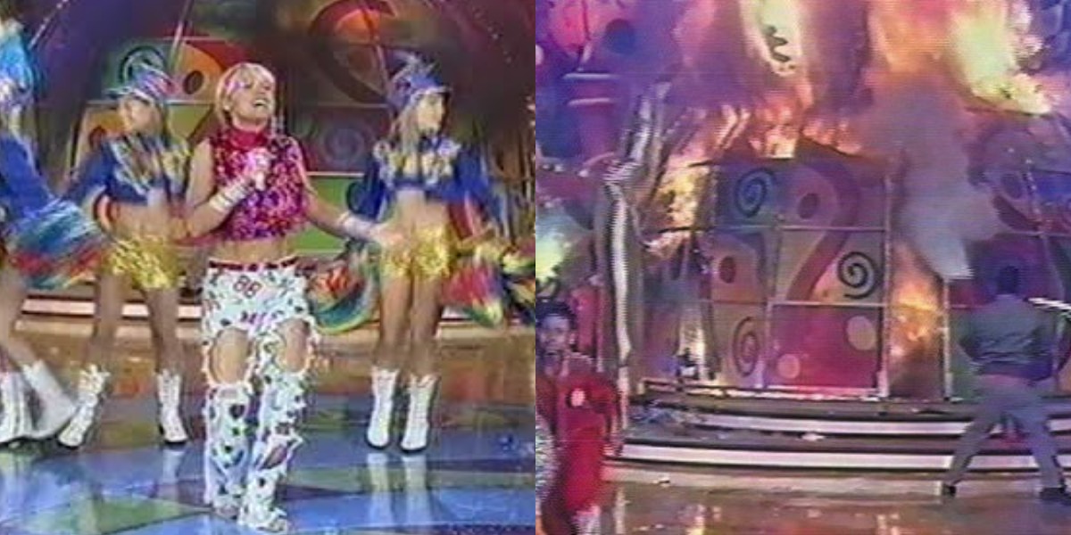 Palco do "Xuxa Park" pegou fogo em 2001 (Foto: Reprodução/TV Globo)