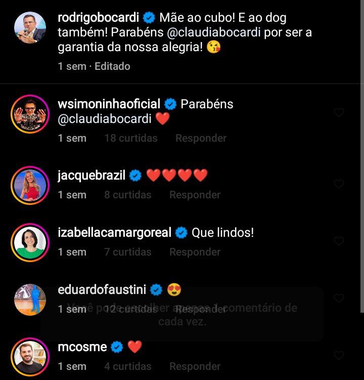 Comentários de colegas de profissão famosos (Foto: Reprodução/ Instagram)