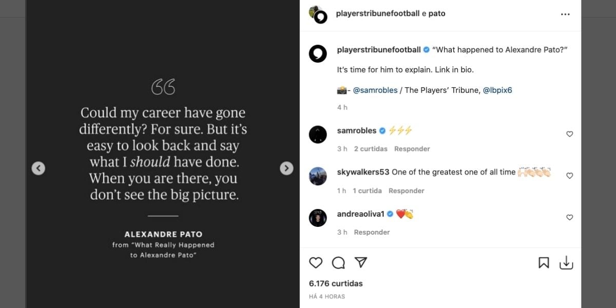 Alexandre Pato fala sobre inicio da carreira (Reprodução) 