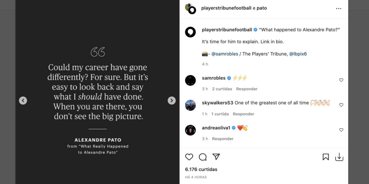 Alexandre Pato fala sobre inicio da carreira (Reprodução) 