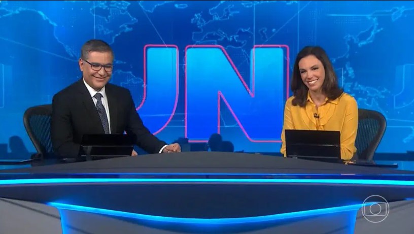 Hélter Duarte e Ana Paula Araújo no comando do último Jornal Nacional