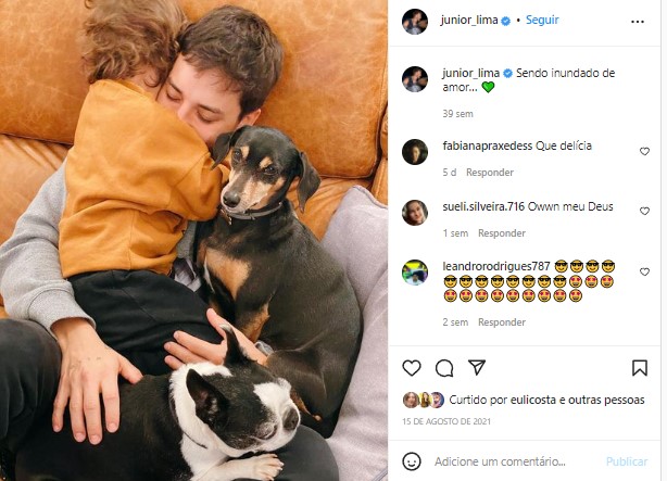 Júnior Lima tem apenas uma foto com o filho nas rede sociais