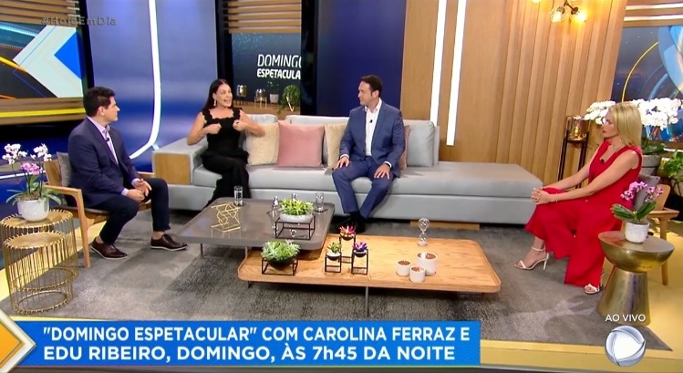 Carolina Ferraz e Edu Ribeiro participaram do Hoje Em Dia- Foto: Reprodução