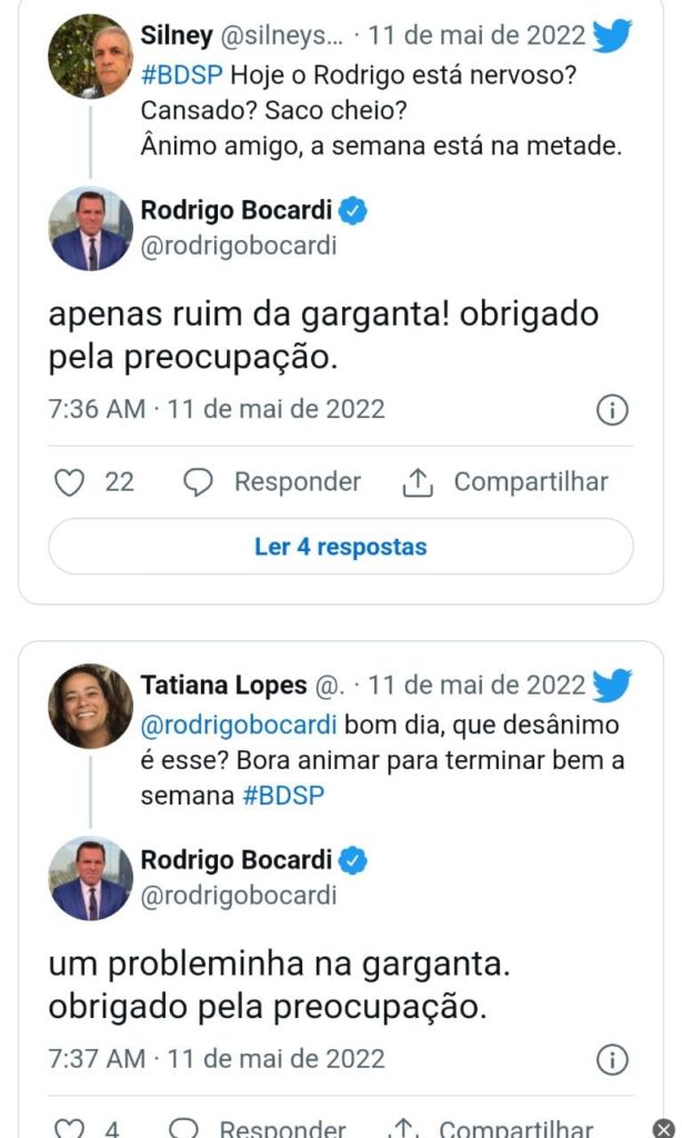 Rodrigo Bocardi respondeu alguns internautas que falaram sobre o seu mal humor no Bom Dia São Paulo- Foto: Reprodução