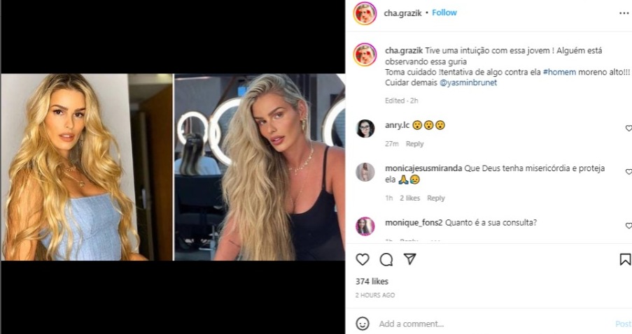 Famosa vidente faz previsão para Yasmin Brunet (Foto: Reprodução/Instagram)