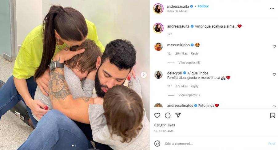 Foto publicada por Andressa Suita nas redes sociais (Foto: Reprodução/Instagram)