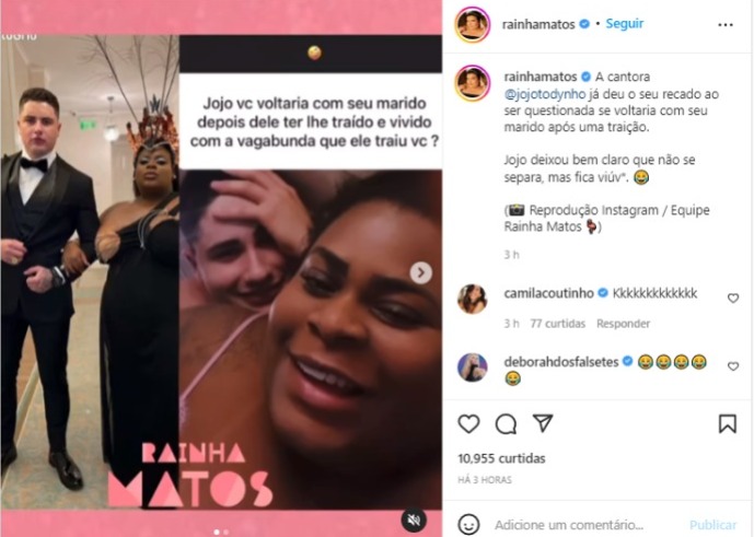 Jojo Todynho responde seguidor no Instagram (Foto: Reprodução)