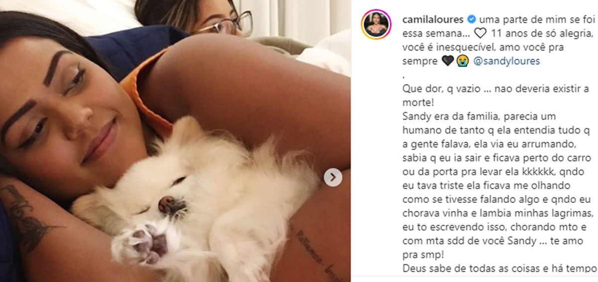 Camila Loures e Sandy, falecida na última semana, em desabafo 