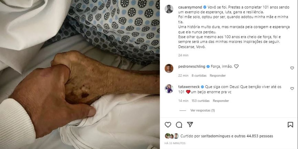 Cauã Reymond lamentou a morte da avó, de 100 anos (Foto: Reprodução/Instagram)