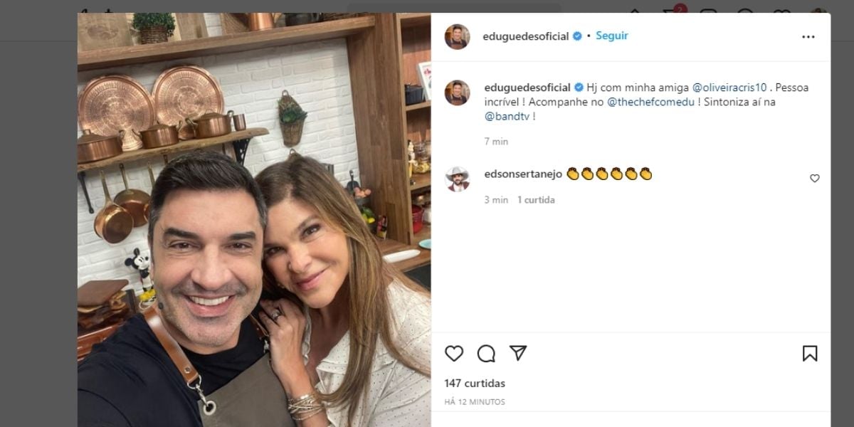 "Pessoa incrível", Edu Guedes expõe relação com Cristiana Oliveira e confirma: "Minha"