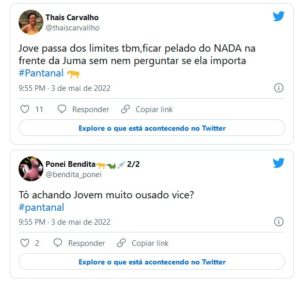 Jove (Jesuita Barbosa) chamou a atenção do público ao ficar nu diante de Juma (Alanis Guillen) (Foto: Reprodução / Twitter)