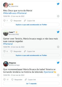 Maria Bruaca (Isabel Teixeira) confrontou o marido, Tenório (Murilo Benício), em Pantanal e emocionou o público (Foto: Reprodução / Twitter)