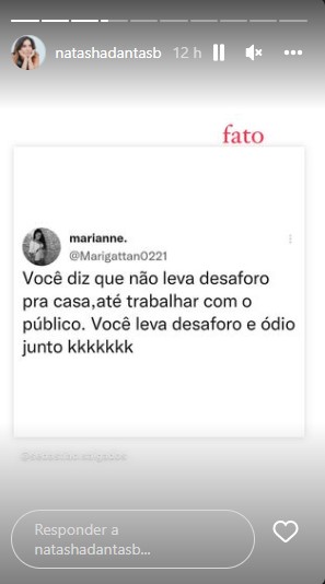 Natasha Dantas comentou sobre trabalhar com o público (Foto: Reprodução)