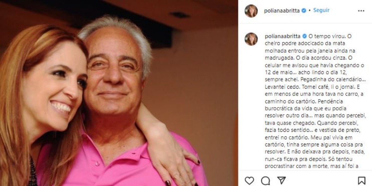 Poliana Abritta lamentou 1 ano da morte do pai (Foto: Reprodução/Instagram)