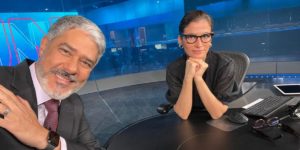 Renata Vasconcellos e William Bonner no Jornal Nacional (Foto: Reprodução / Instagram)