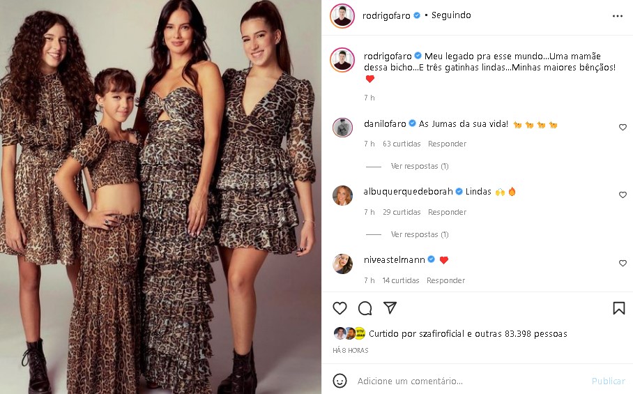 Rodrigo Faro postou fotos das filhas e da esposa e abriu o coração (Foto: Reprodução/ Instagram)