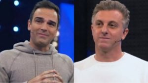 Tadeu Schmidt se emociona no Domingão com Luciano Huck (Reprodução/ Globo)