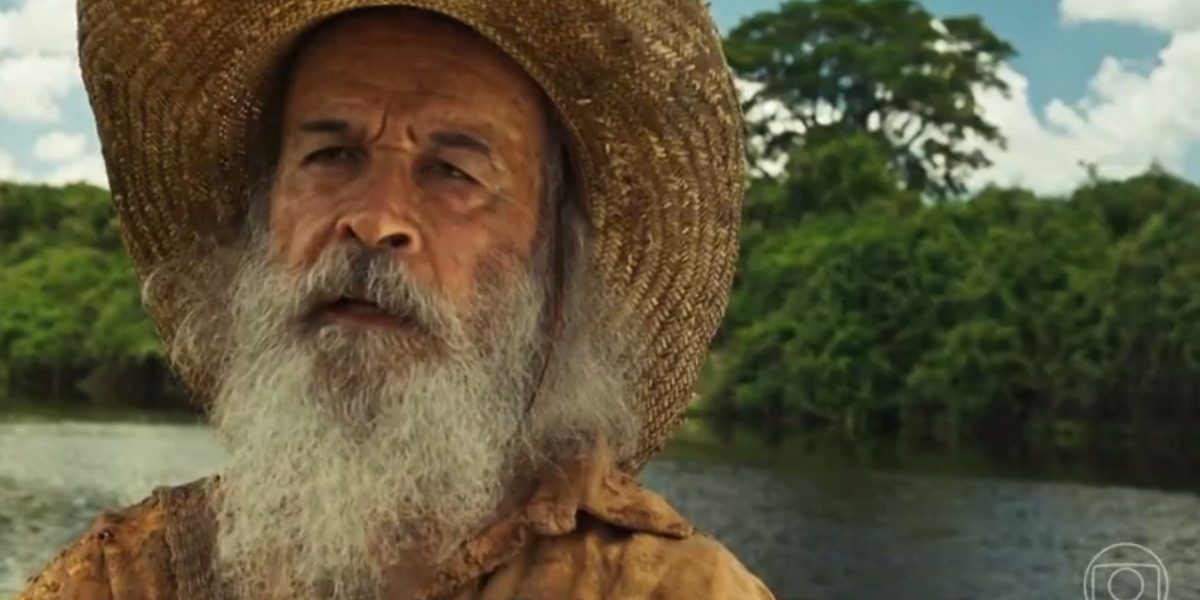 Osmar Prado, como o eterno "Velho do Rio", do remake de "Pantanal, da Globo (Foto Reprodução/Internet)