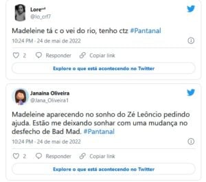 Fãs da novela acreditam que Velho do Rio (Osmar Prado) pode ter achado Madeleine (Karine Teles) e está cuidando dela em Pantanal (Foto: Reprodução / Twitter)