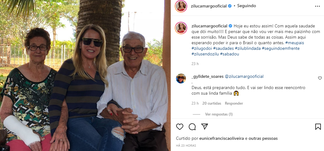 Zilu ao lado dos pais (Foto: Instagram) 