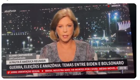 Eliane Castanhêde no momento em que comete gafe envolvendo Jair Bolsonaro - Reprodução: GloboNews