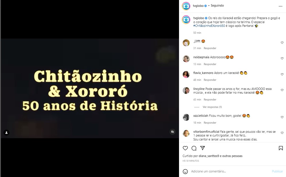 Chitãozinho e Xororó ganharam um novo vídeo de divulgação na Globo