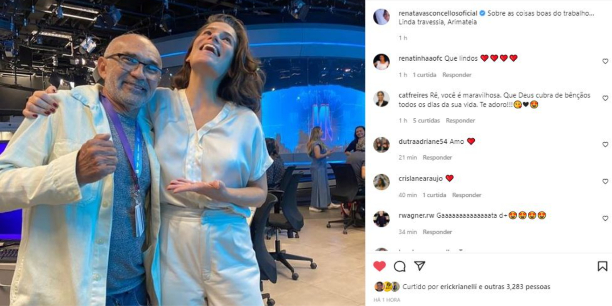 Renata Vasconcellos surgiu com colega no "Jornal Nacional" (Foto: Reprodução/Instagram)