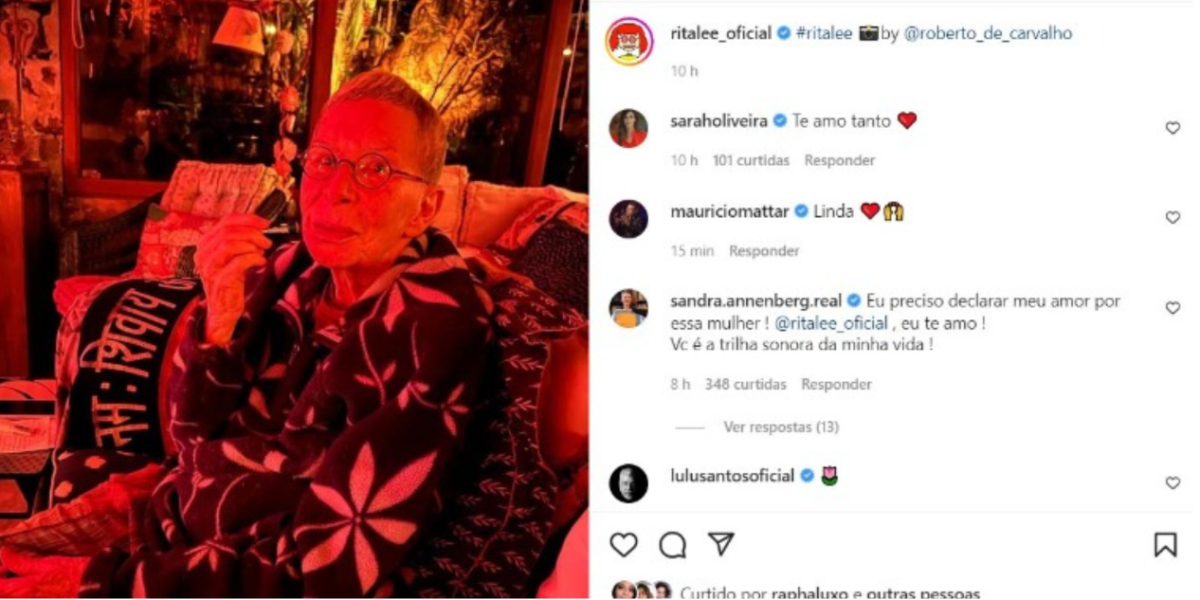 Sandra Annenberg deixou recado a Rita Lee nas redes sociais (Foto: Reprodução/Instagram)