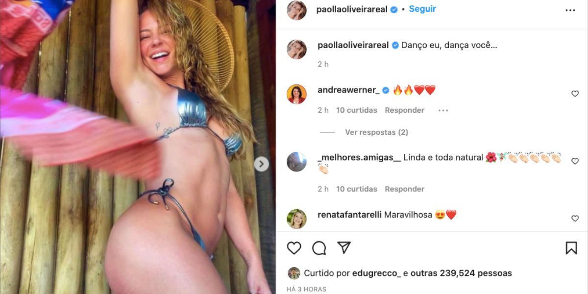 Paolla Oliveira posta foto, mostra tatuagem escondida e fãs