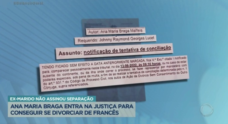 Documento de intimação foi exibido na Record- Foto: Reprodução