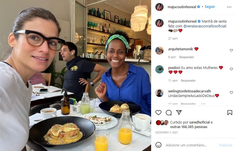 Maju Coutinho e Renata Vasconcellos almoçam juntas (Foto: Reprodução/Instagram)