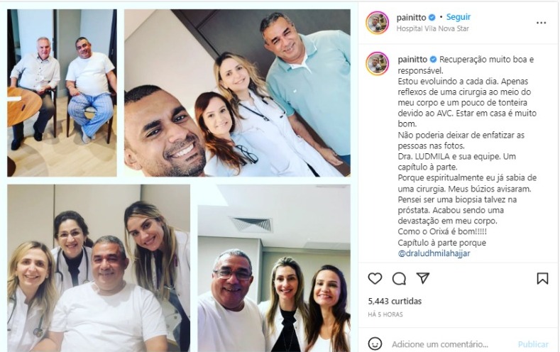 Post do pai de Anitta sobre sua recuperação (Foto: Reprodução/Instagram)