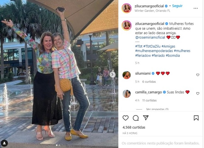 Post de Zilu com Rose Miriam nas redes sociais (Foto: Reprodução/Instagram)