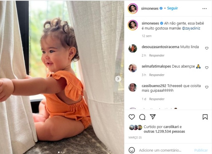 Zaya é filha de Simone e Kaká Diniz (Foto: Reprodução/Instagram)