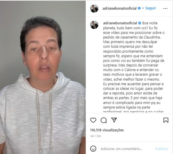 Adriane Bonato relata noite de amor com Claudia Rodrigues (Foto: Reprodução/Instagram)