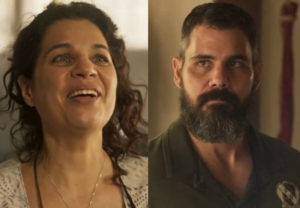 Alcides (Juliano Cazarré) e Maria Bruaca (Isabel Teixeira) em Pantanal (Foto: Reprodução / Globo)